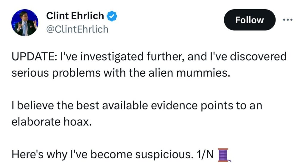 Another good summary from X on why the alien mummies might be a hoax after all
