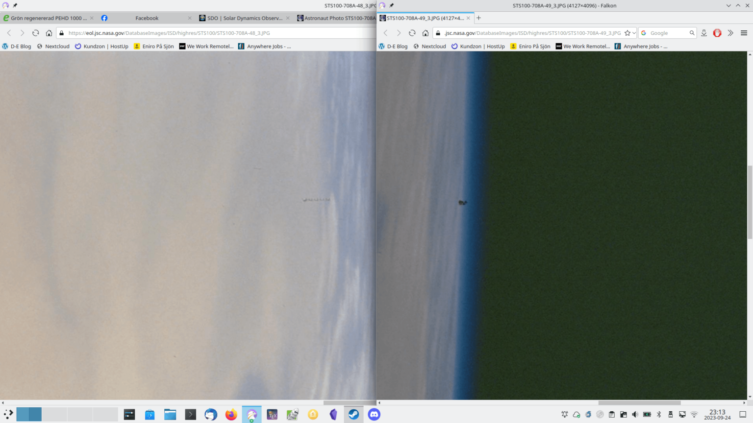 Five metallic orbs from the NASA website (photo by ISS astronaut?)