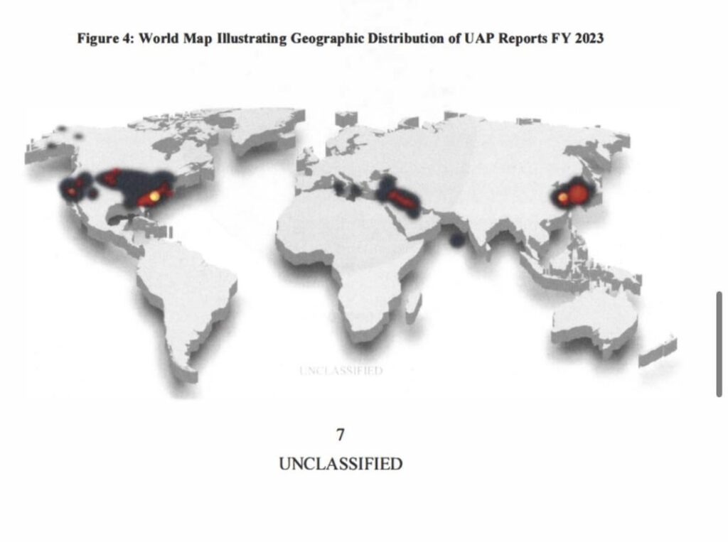 Map of UAP report locations and map of nuclear reactor locations