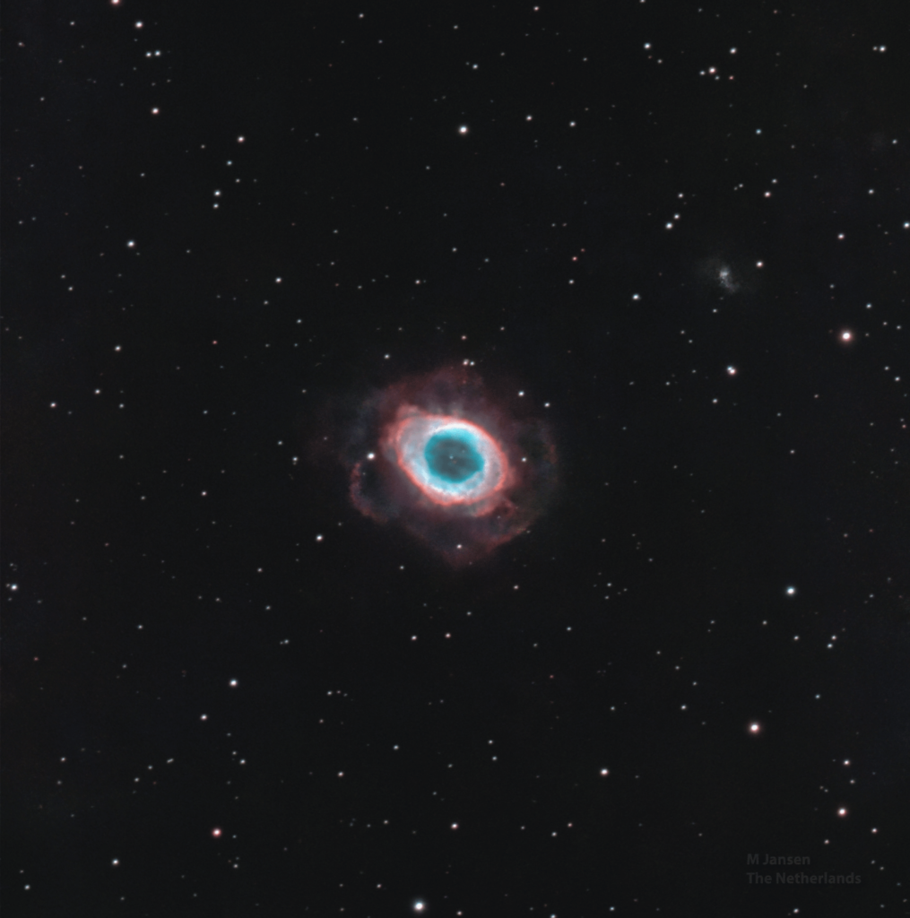 M57 Ring nebula and its faint outer shell / Meade LX200 8" f/10 telescope + Zwo ASI071MC Pro camera (HaRGB)