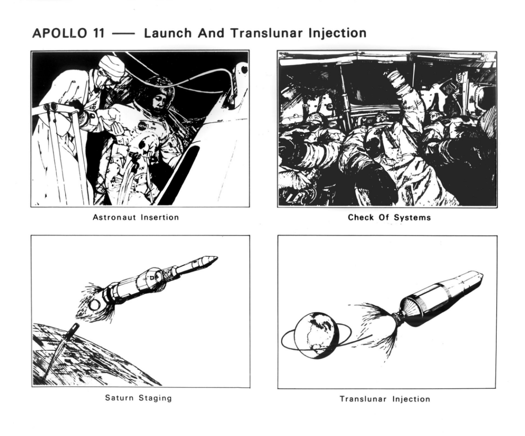 Part of the collection of NASA sketches referring to the Apollo 11 mission.