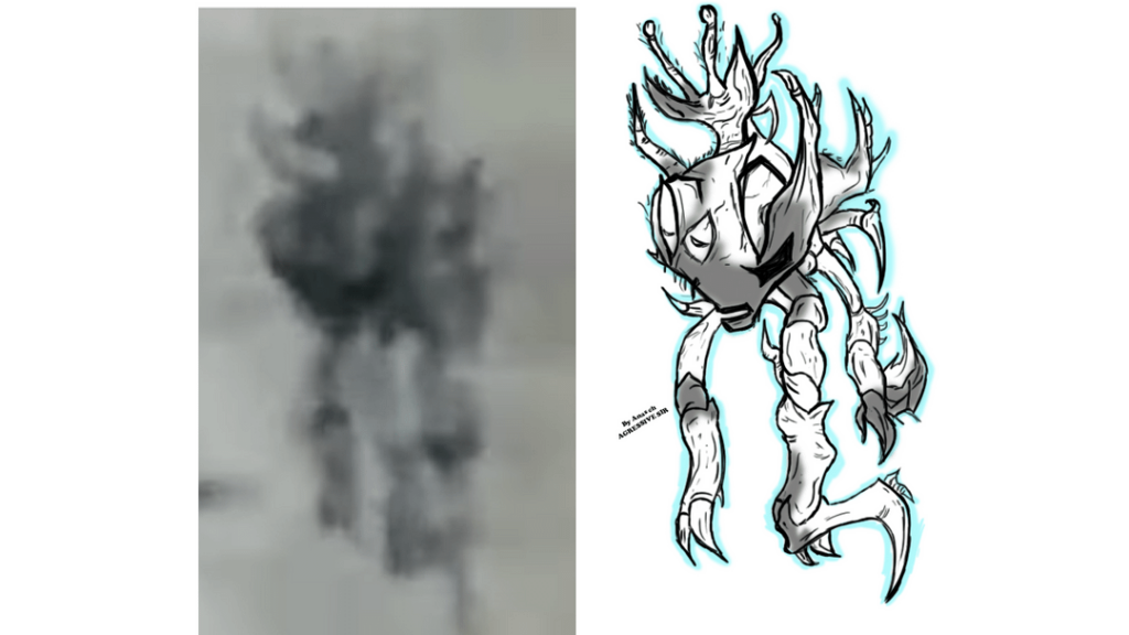 i tried to make this drawing showing the Jellyfish UAP as a biological entity , looks weird as hell .