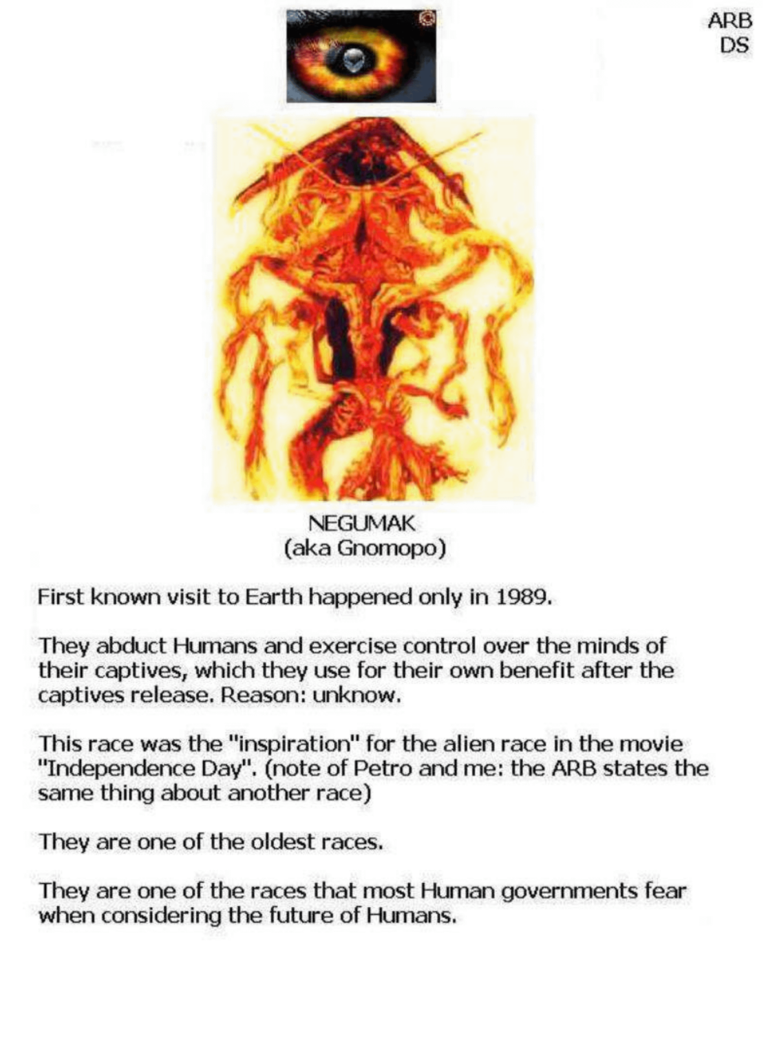 Negumak, from The Book of Alien Races.