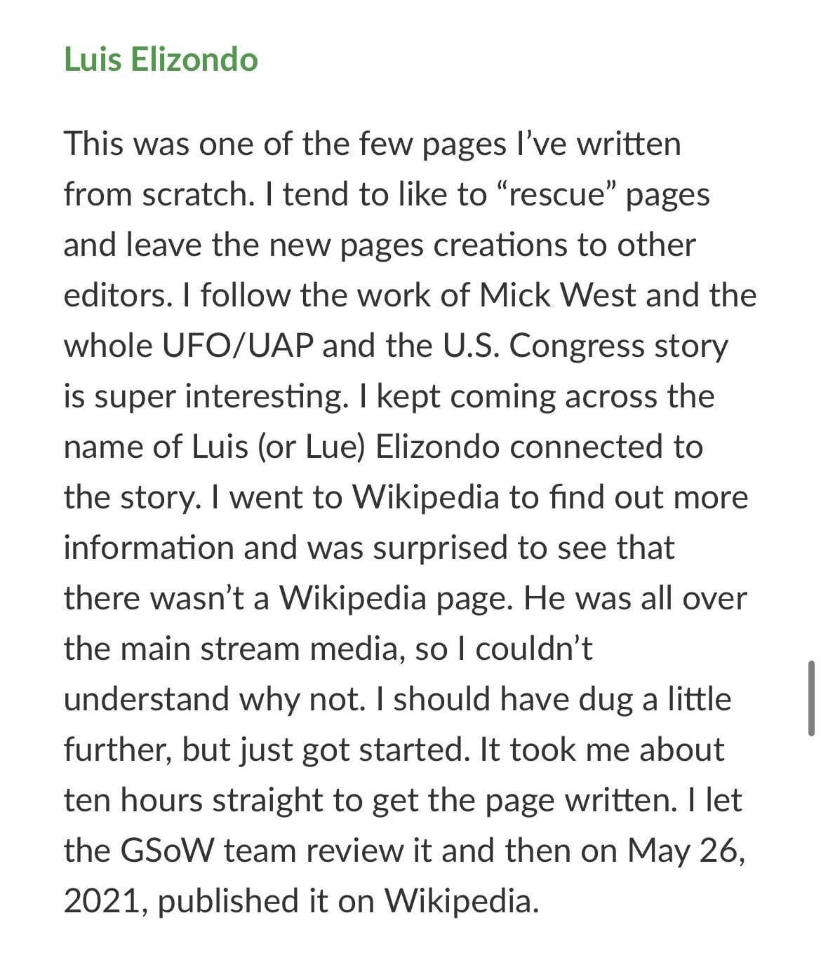 Susan Gerbic, founder of Guerilla Skepticism on Wikipedia, created Lue
