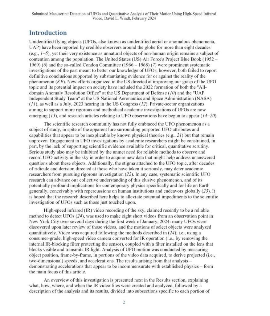 Detection of UFOs and Quantitative Analysis of Their Motion Using High-Speed Infrared Video