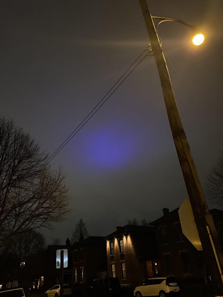 Weird blue light changing shape