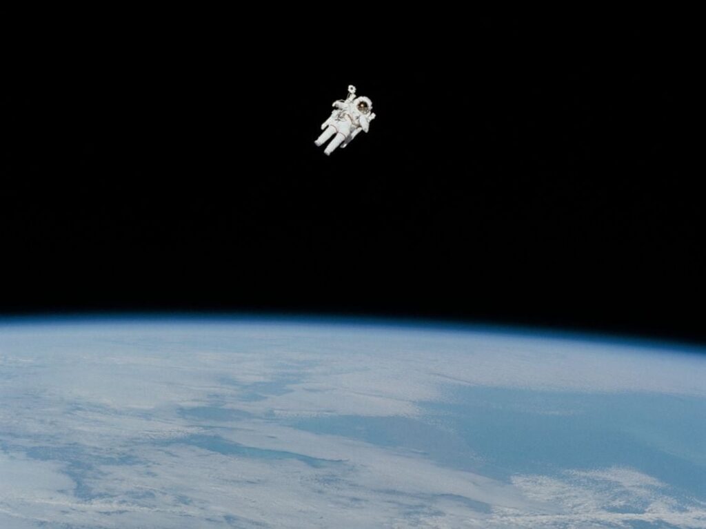 The Inside Story of the First Untethered Spacewalk. On February 7, 1984, astronaut Bruce McCandless ventured out into space and away from shuttle Challenger using only a nitrogen-propelled, hand-controlled backpack.