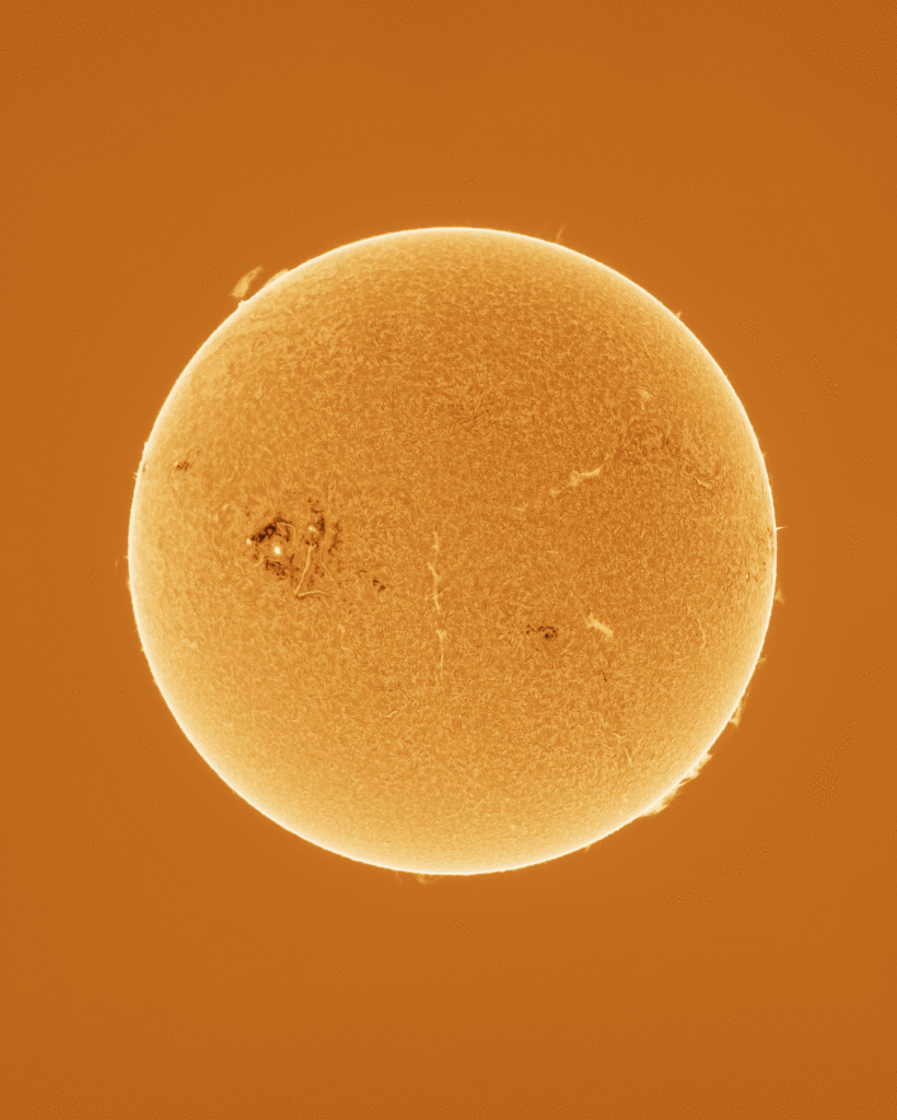 The Sun’s rotation 3 hours apart, taken with a Hydrogen Alpha filter