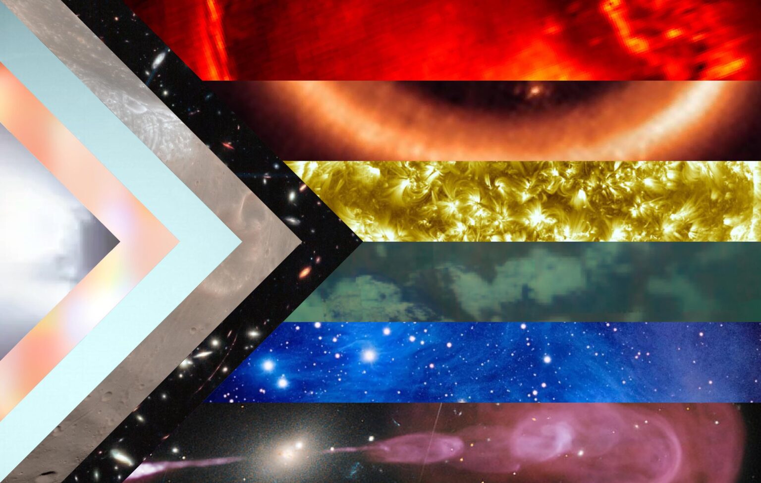 Made a space themed pride flag. Was very dissatisfied with NASA’s so I tried to make one that represented different branches of astronomy.