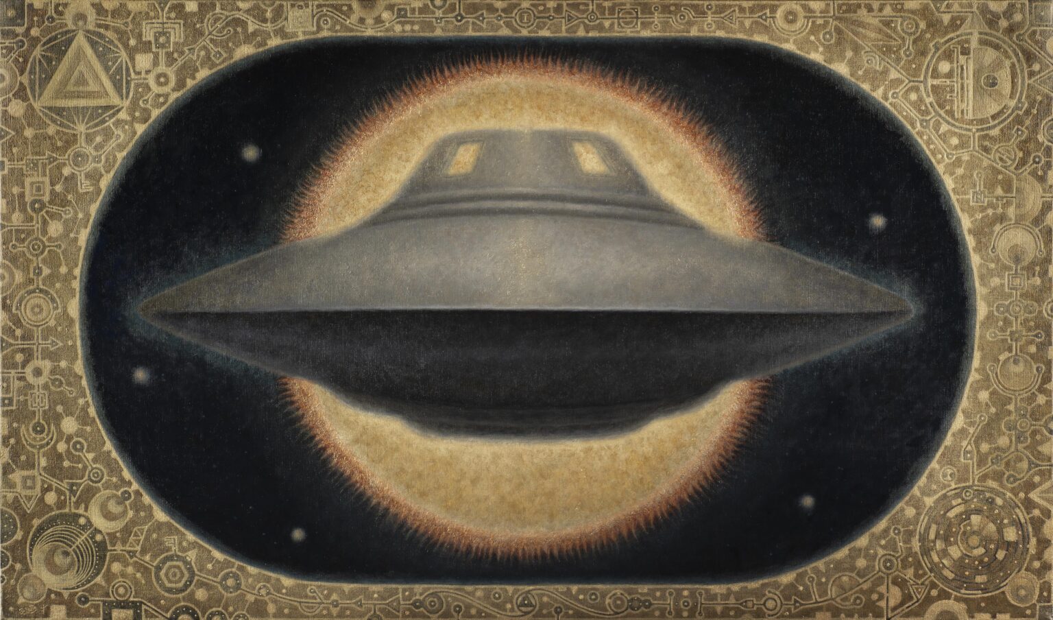 Flying Saucer - oil painting of Bob Lazar's 'Sport Model'
