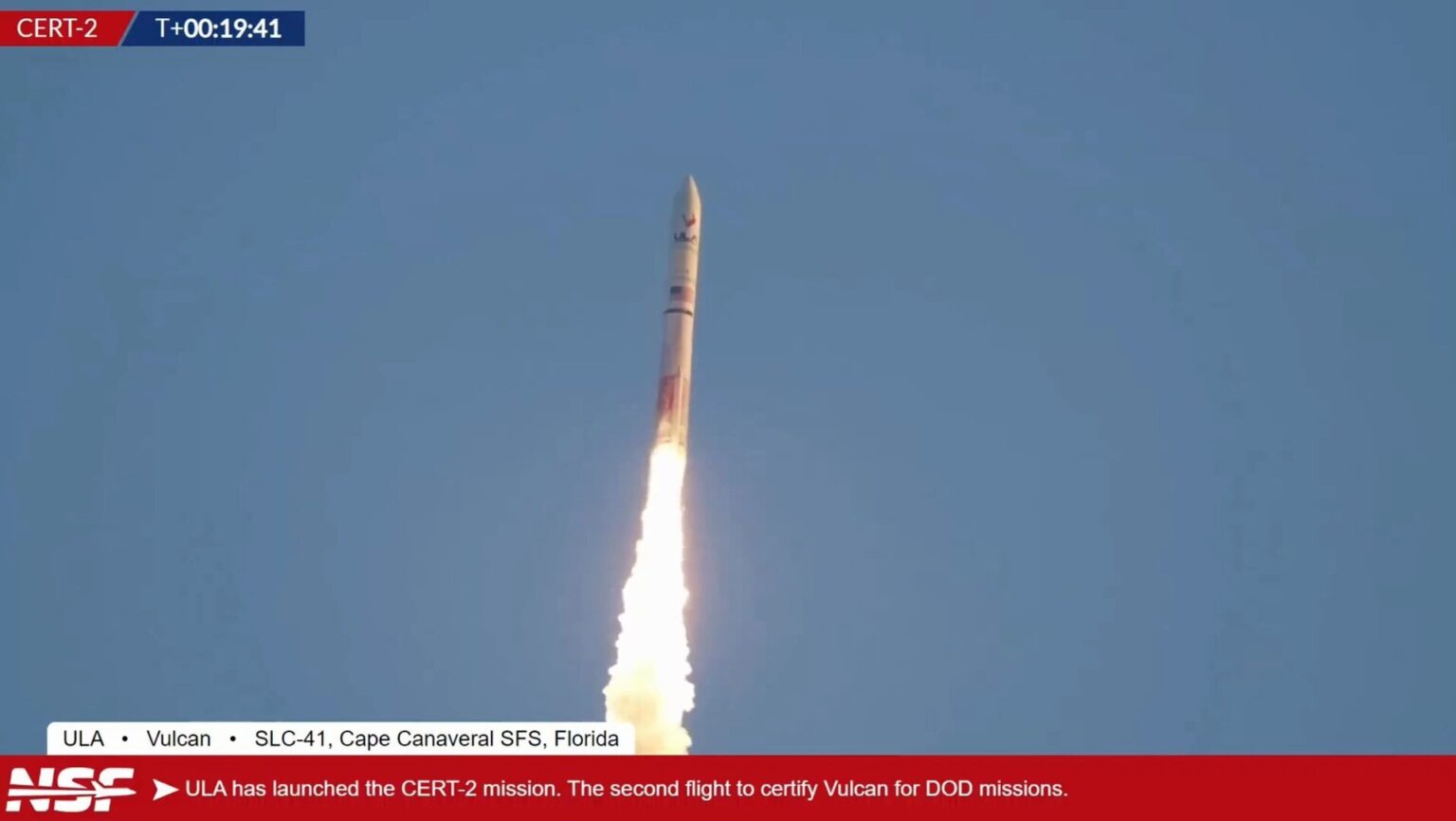 Anomaly observed during launch of Vulcan rocket.