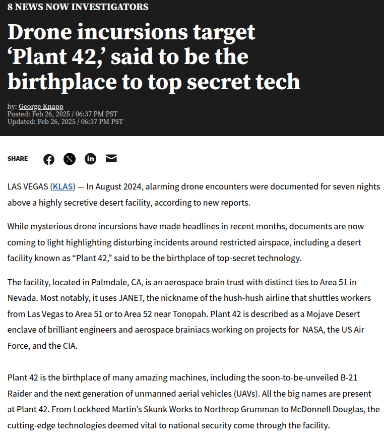 Drone incursions target ‘Plant 42,’ said to be the birthplace to top secret tech