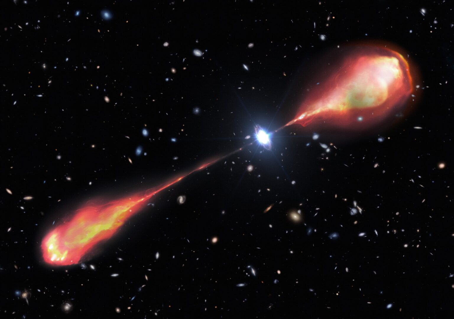 Astronomers reveal largest radio jet ever seen in the early universe