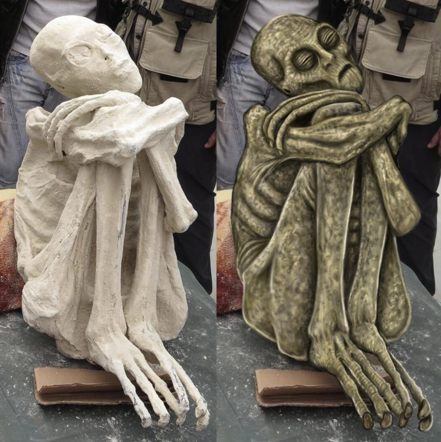 I painted over this image of an alien mummy from Peru to show how it might have looked when it was alive.What do you think?