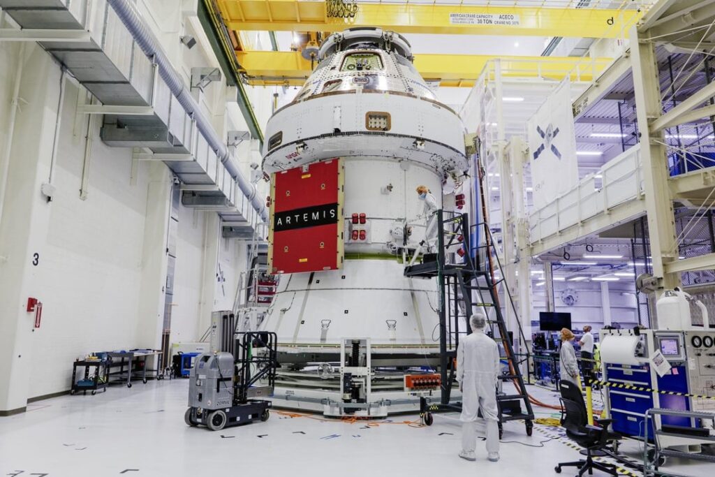 Artemis updates: Artemis II Orion begins solar panel installation and Gateway Power and Propulsion Element assembly continues [credit: NASA/Maxar Space Systems]