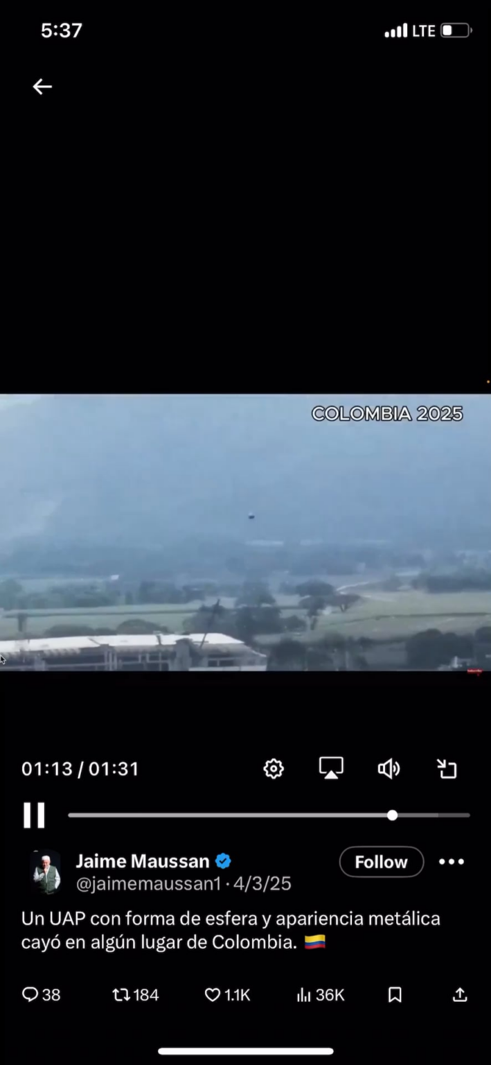 So what was the conclusion of the Colombia Orb UFO that landed?