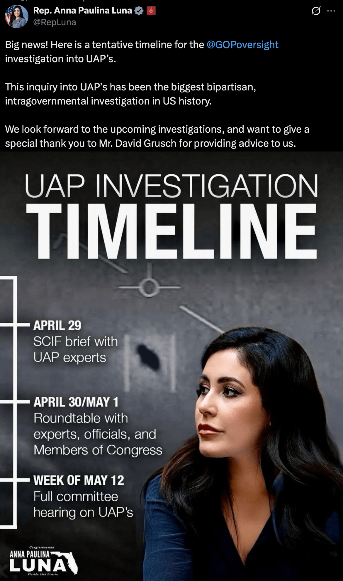 New Congressional UAP hearing announced for Week for May 12th ...