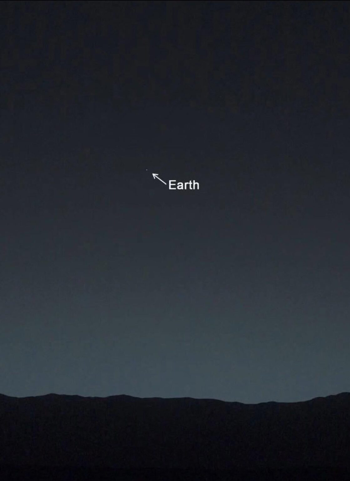 Earth from Mars, as seen 80 minutes after Sunset by the Curiosity Rover. What a mind blowing view