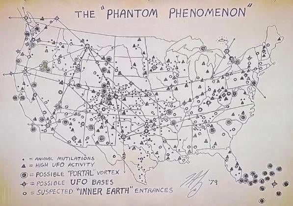Phil Schneider’s map of the "Phantom Phenomenon"
