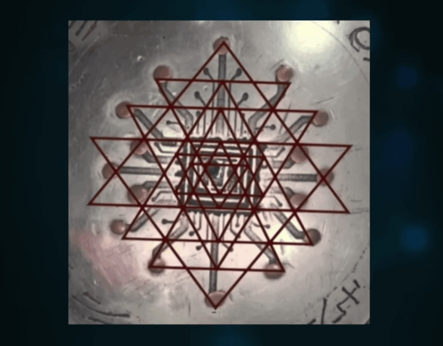 The Sri Yantra over the Buga sphere "chip".