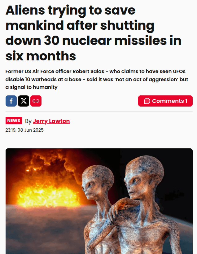 Former US Air Force officer Robert Salas - who claims to have seen UFOs disable 10 warheads at a base - said it was ‘not an act of aggression’ but a signal to humanity