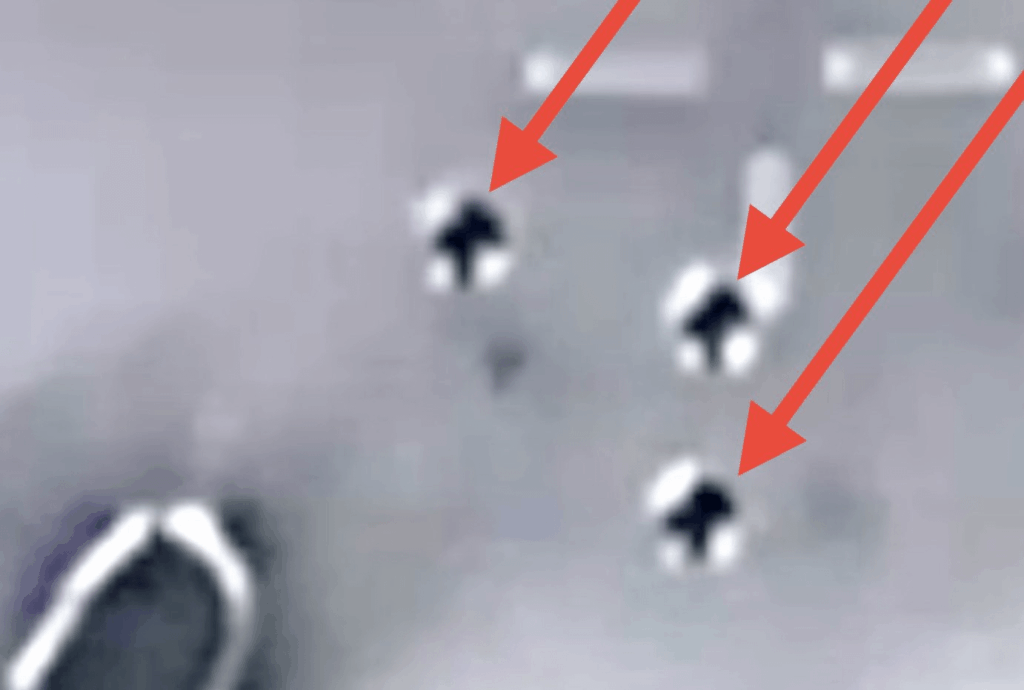 Debris field from Burlison video consists of three identical objects leaving the orb in succession