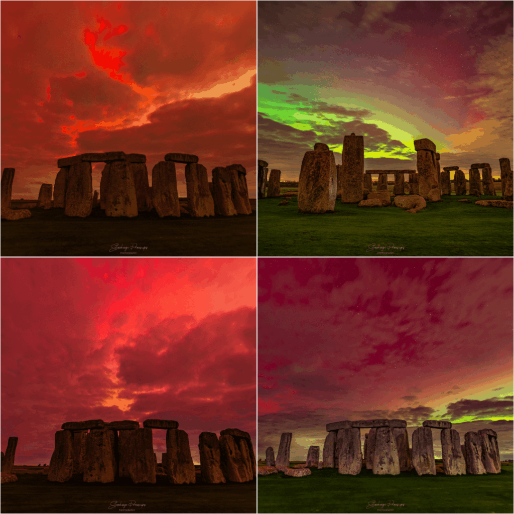 Aurora at Stonehenge 1 year ago today. By Stonehenge Dronescapes