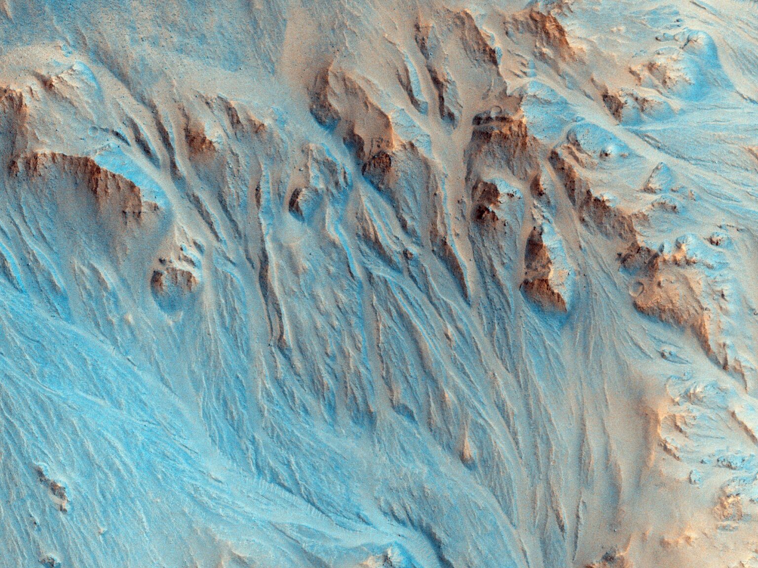 Alluvial Fans in Mojave Crater (HiRISE Mars)