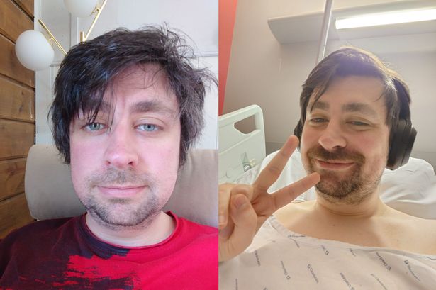 Mark in bed and smiling