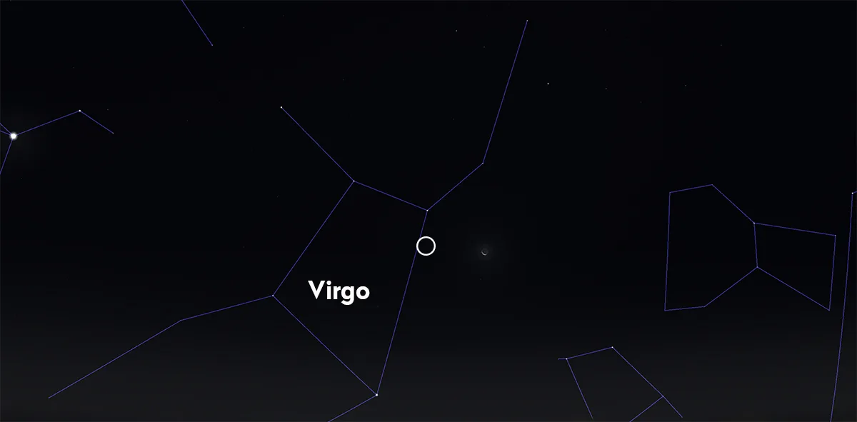 Chart showing the location of comet 3I/ATLAS in Virgo, mid November 2025. Credit: Stellarium