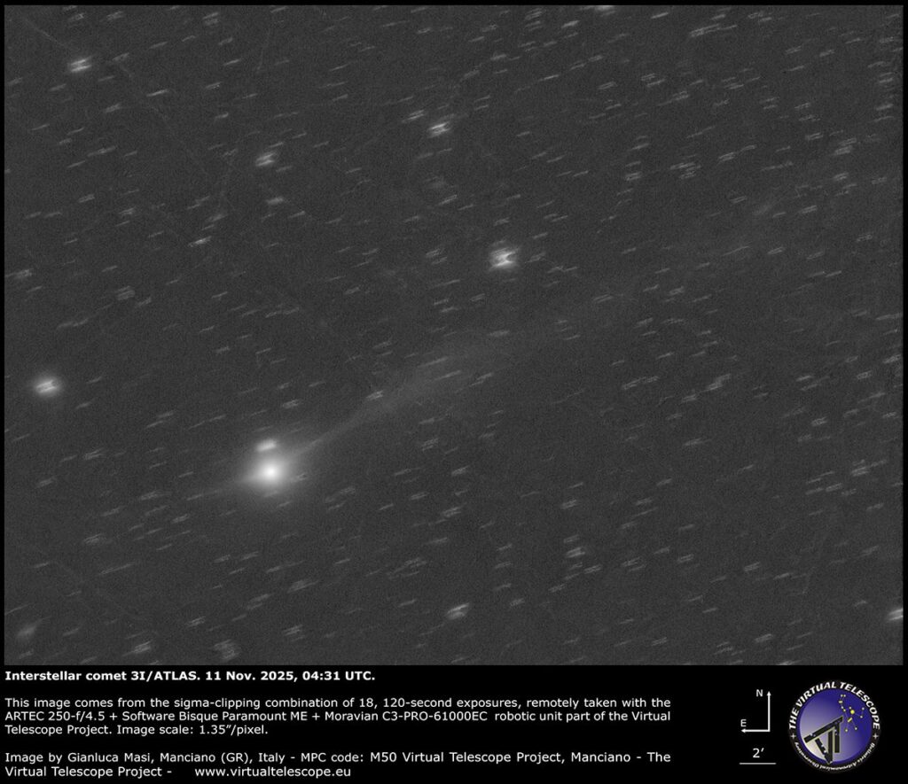 Comet 3I/ATLAS is back, and brand new images show its tail is getting longer