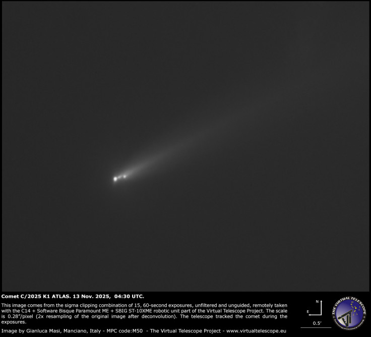 Comet ATLAS Breaks Into Three Shining Fragments