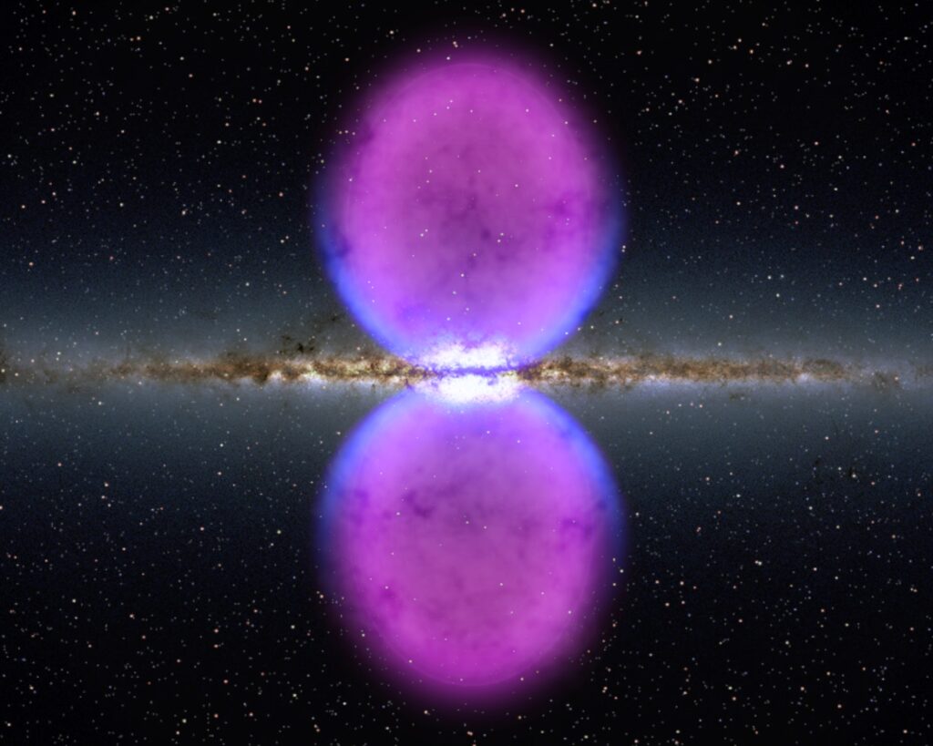 dark blob emerging perpendicularly from the plane of our galaxy