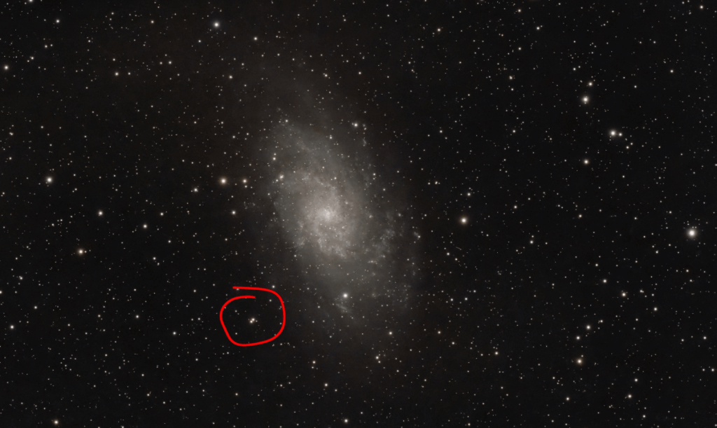 Doing an M33 project and noticed these two stars below the galaxy. Was wondering if anyone could tell me what they were?