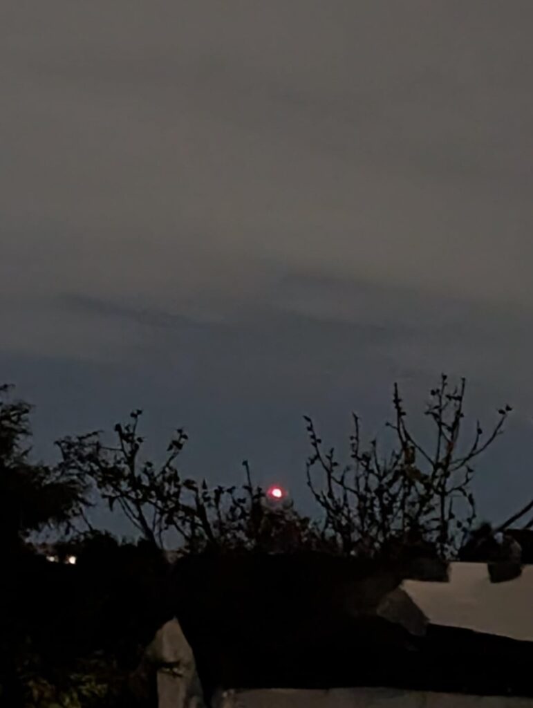 Wasn't moving, watched it for 1 hour. Nov 5th around 8pm, gone the next night