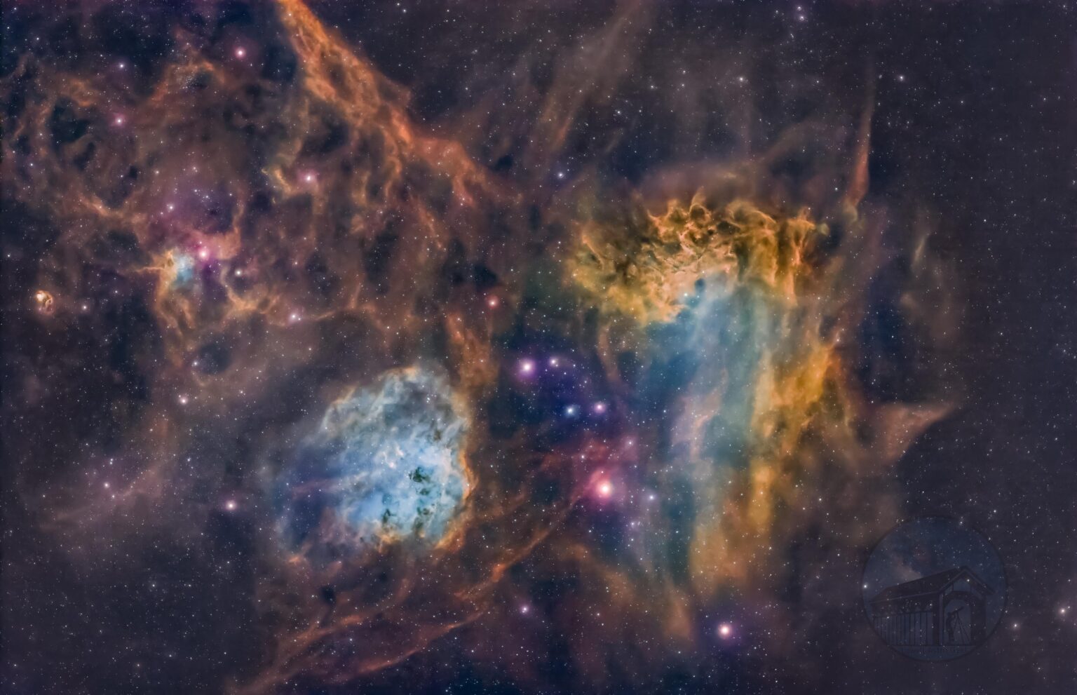 Flaming Star and Tadpole Nebula, B1 sky