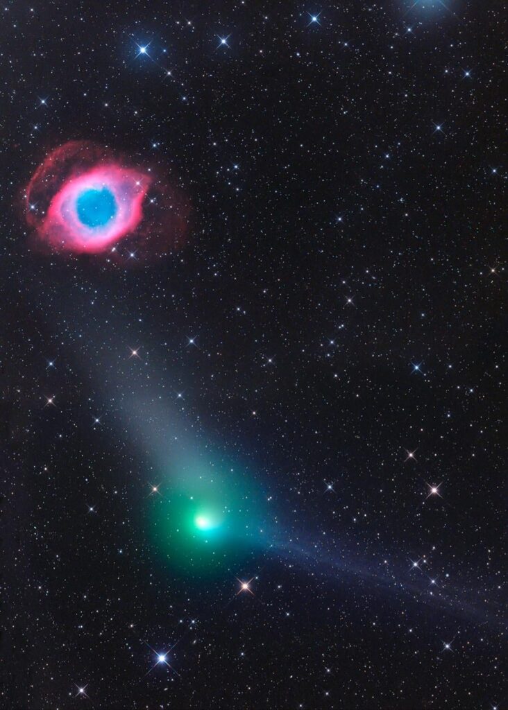 Comet C/2013X1 Panstarrs & NGC7293. By Gerald Rhemann (5.6.2016)