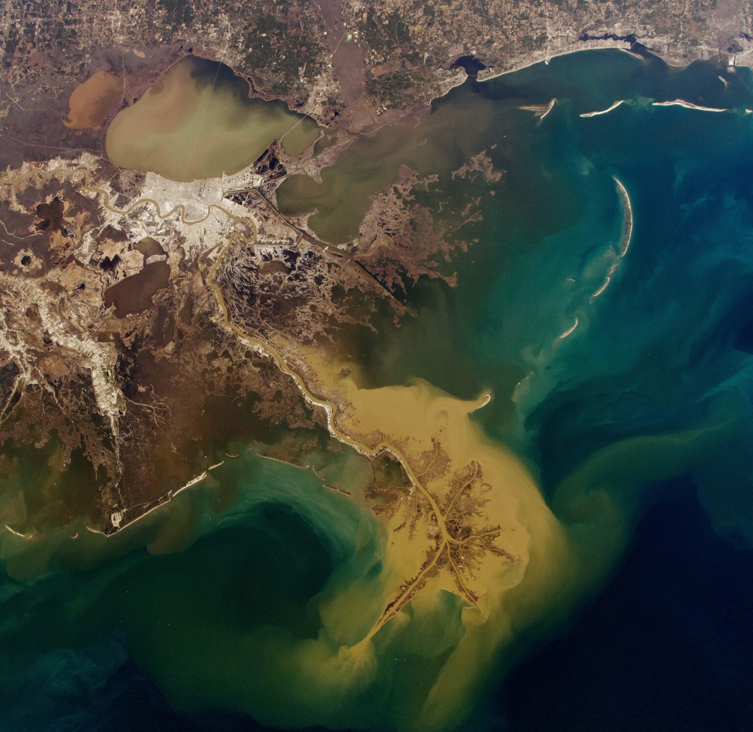 Mississippi River Delta after snow melt in January 2025