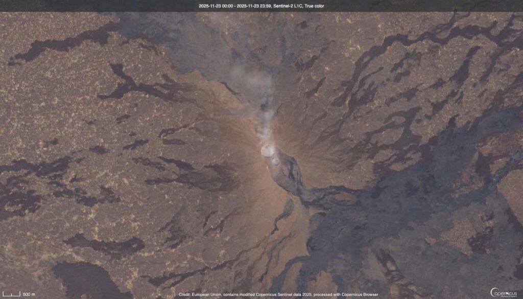 Satellite photos capture volcanic eruption in Ethiopia on Nov 23, 2025.
