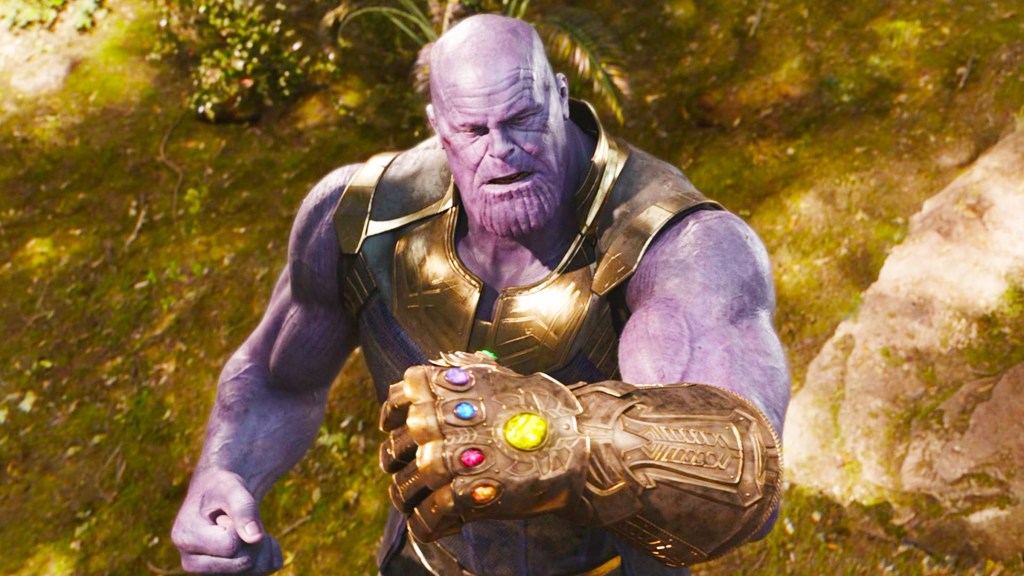 Thanos with all six Infinity Stones in Avengers: Infinity War (2018)