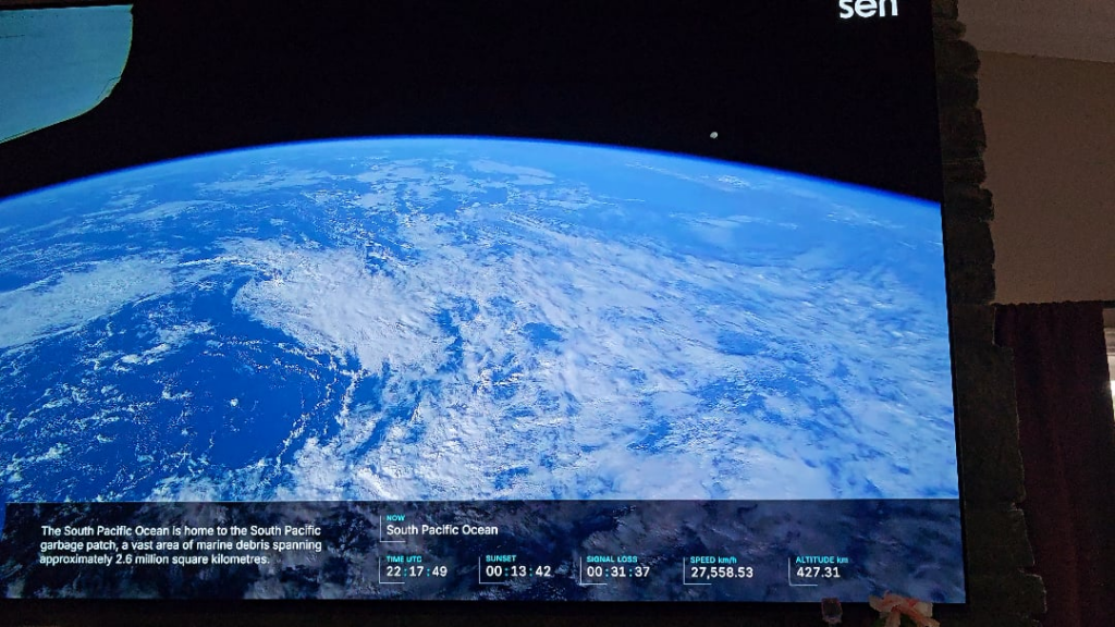 Watching live feed from ISS - roundish object in distance that they eventually passed.