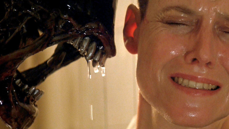 A Xenomorph growling in Ripley's face in Alien 3