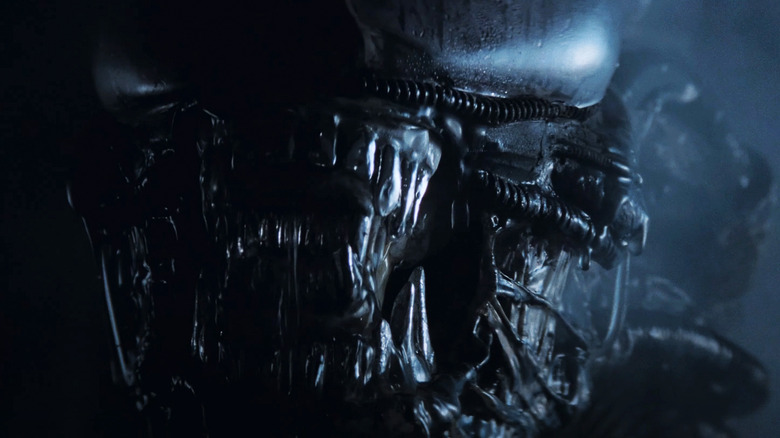 The teeth of a Xenomorph are seen in closeup in Alien