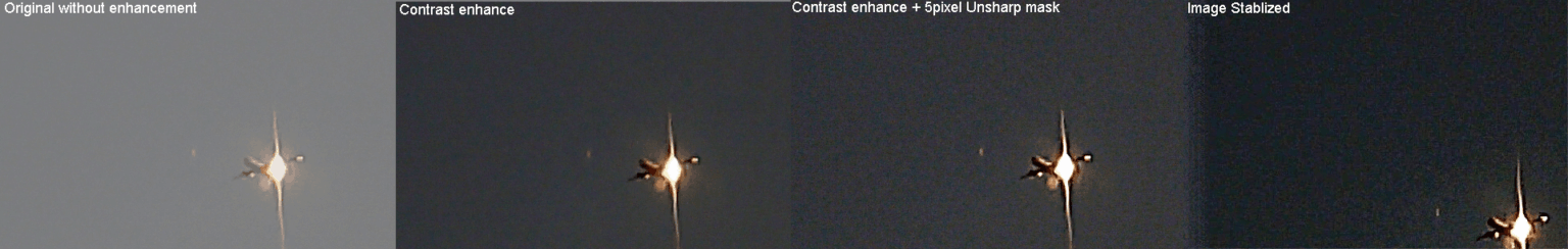 Net positive affect of contrast enhancement , unsharp masking filters and image stabilization applied to your recordings of UAP objects in the sky.