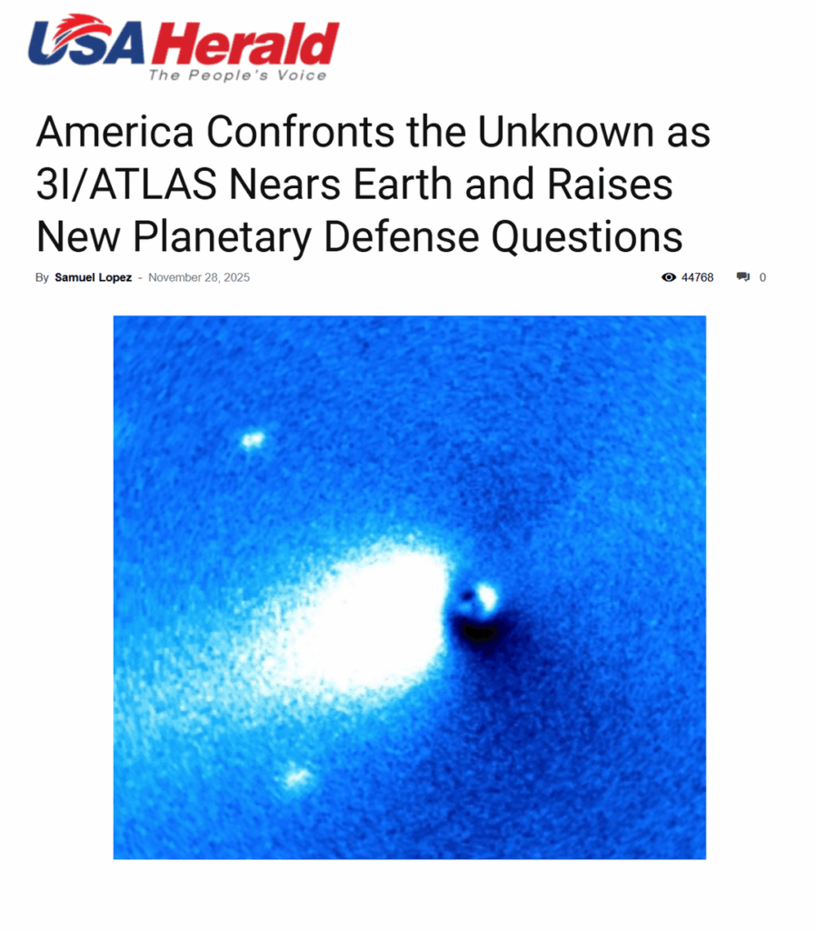 USHERALD addresses the 3I/ATLAS trajectory anomaly.