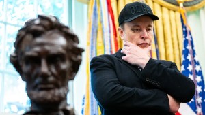 Elon Musk looks on during a news conference with US President Donald Trump in the Oval Office of the White House in Washington, DC, on May 30, 2025