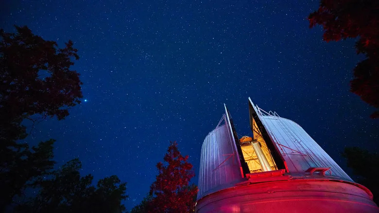 The Lowell Observatory in Arizona, shown at night under a star-filled sky