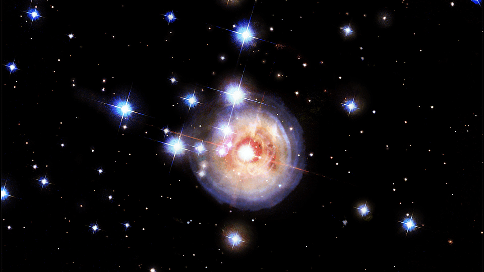 Hubble saw a stellar outburst between 2002-2006