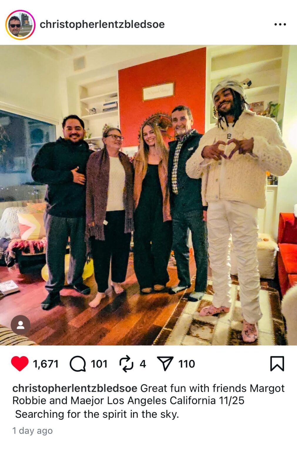 Was Margot Robbie hunting for orbs with Chris Bledsoe?