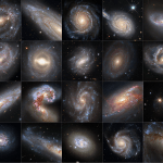 A grid of 36 galaxy images, 4 rows of 9 images each.